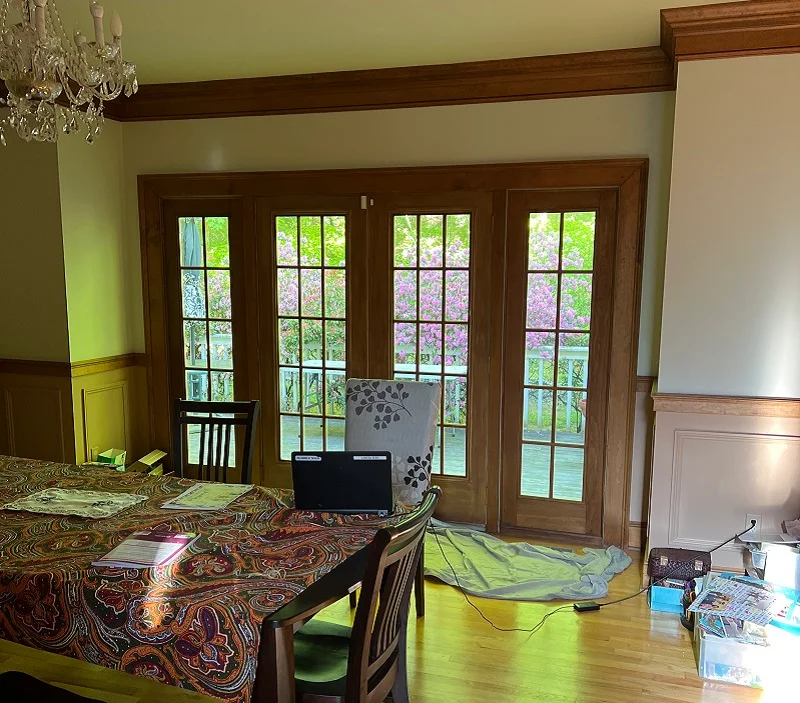 This wood french door no longer operates